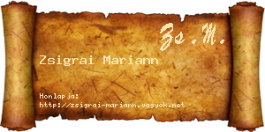 Zsigrai Mariann névjegykártya