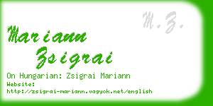 mariann zsigrai business card